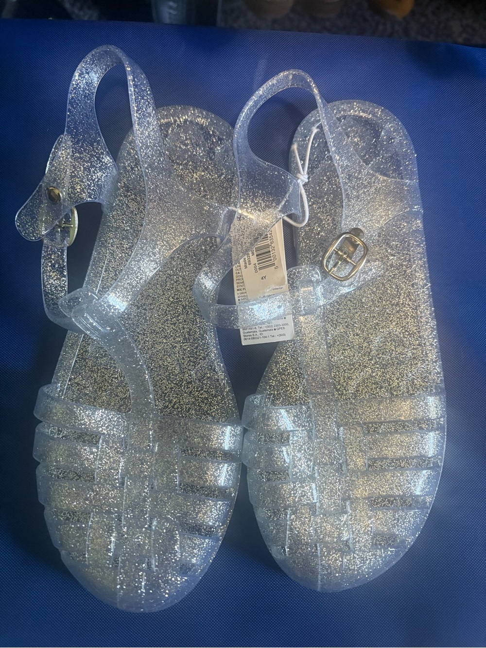 Old Navy Clear Glitter Jelly Sandals - Silver Sparkle